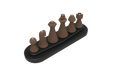 Set of brown Cynus chess pieces on a black base